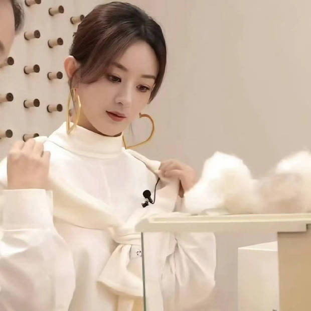 赵丽颖神情专注，气质温婉。